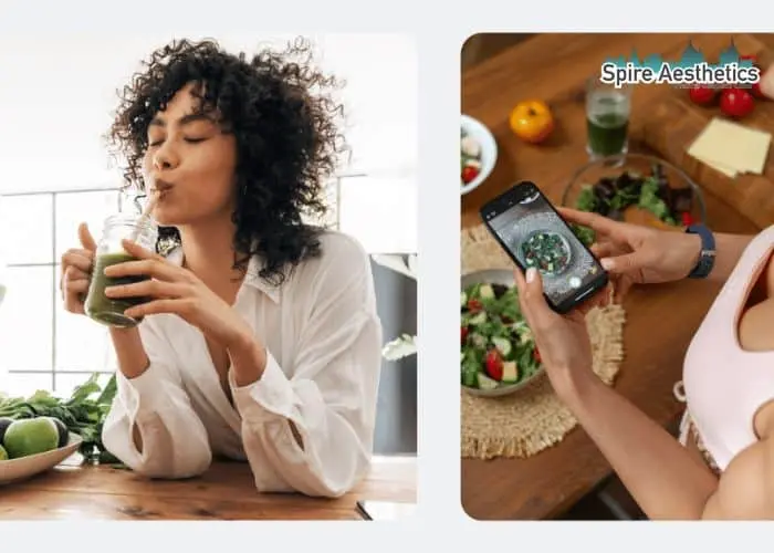 Image of woman looking into her diet and fat freezing Slough to improve her health