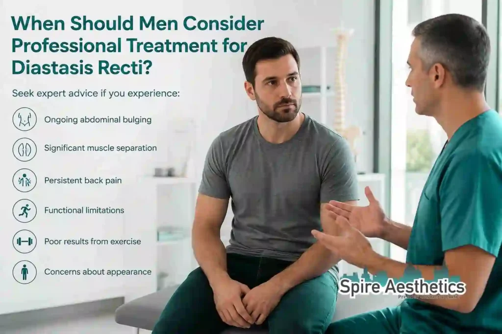 When Should Men Consider Professional Treatment for Diastasis Recti Slough?
